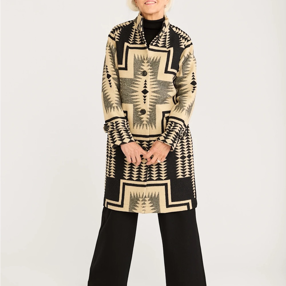 Pendleton Black and Tan Timberline Wool Coat
